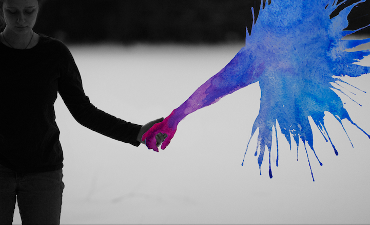 Closing Anesidora watercolor and photo composition