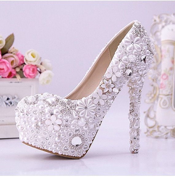 Wedding shoes with pearl accents