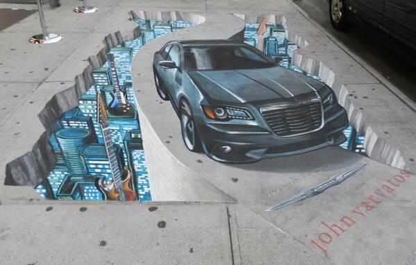 Wide 3D sidewalk art