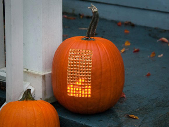 Pixel and game-inspired pumpkin design