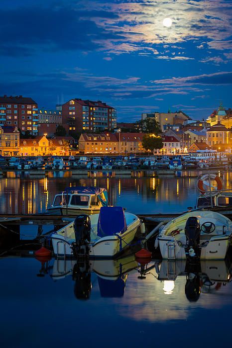 Moonrise In Karlskrona, Sweden