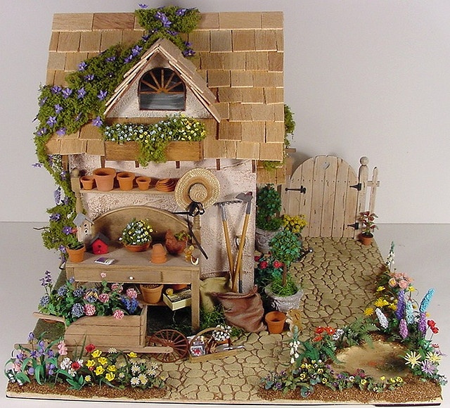 Detailed miniature garden scene