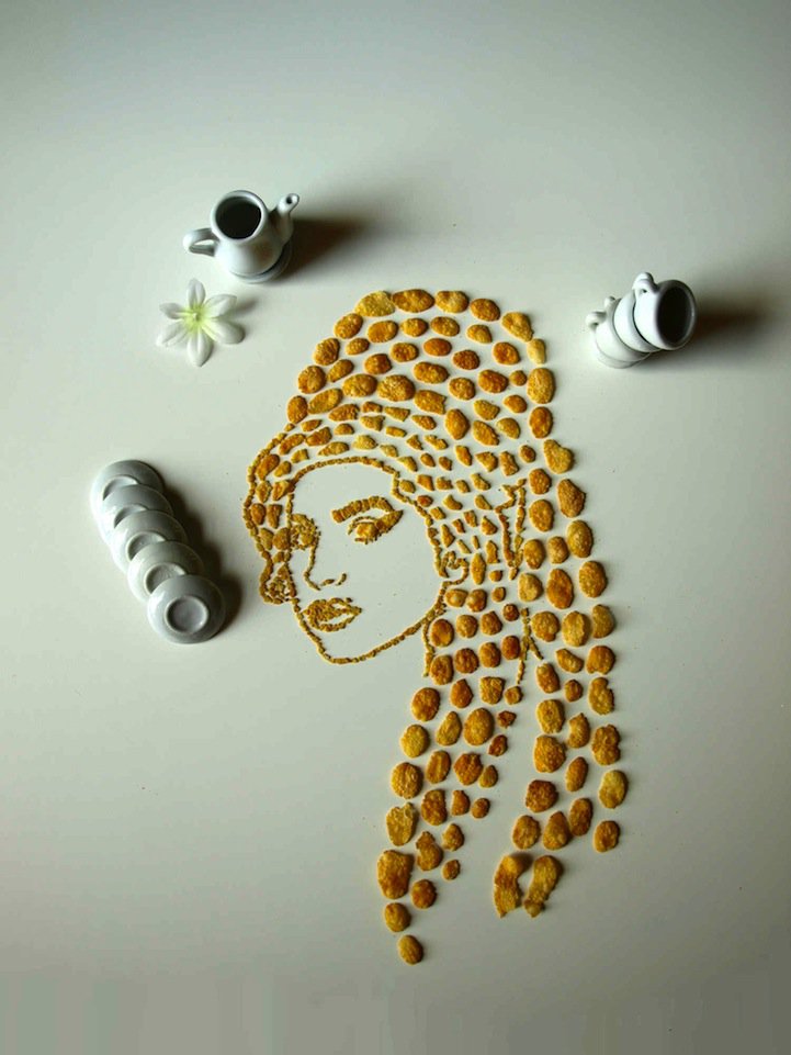 Detailed corn flakes portrait by Sarah Rosado