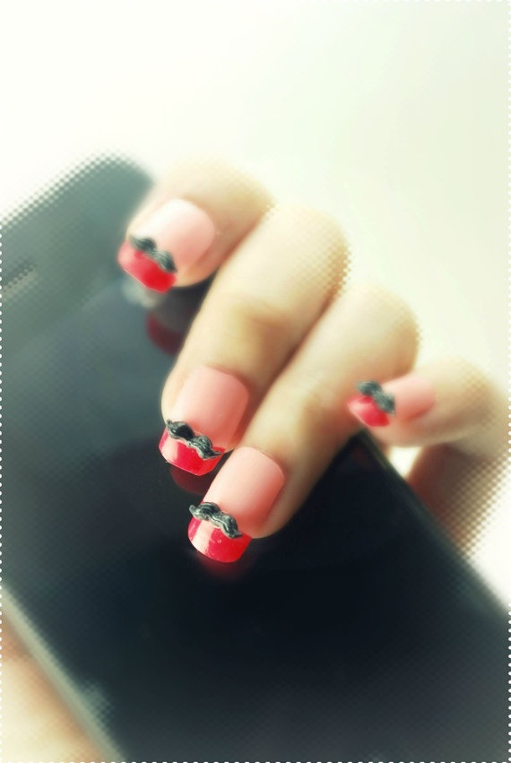 Creative mustache themed nails