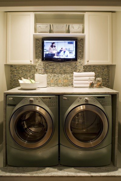 laundry-room14 Bright laundry with open shelving accents