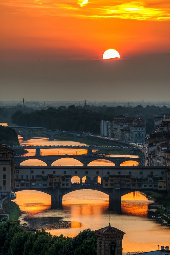 Italy, Florence - Sunset over Arno Italy Florence sunset over Arno