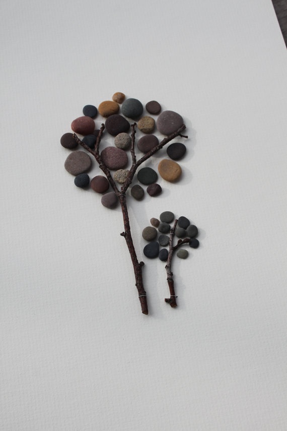 Pebble canopy trees with twig trunks