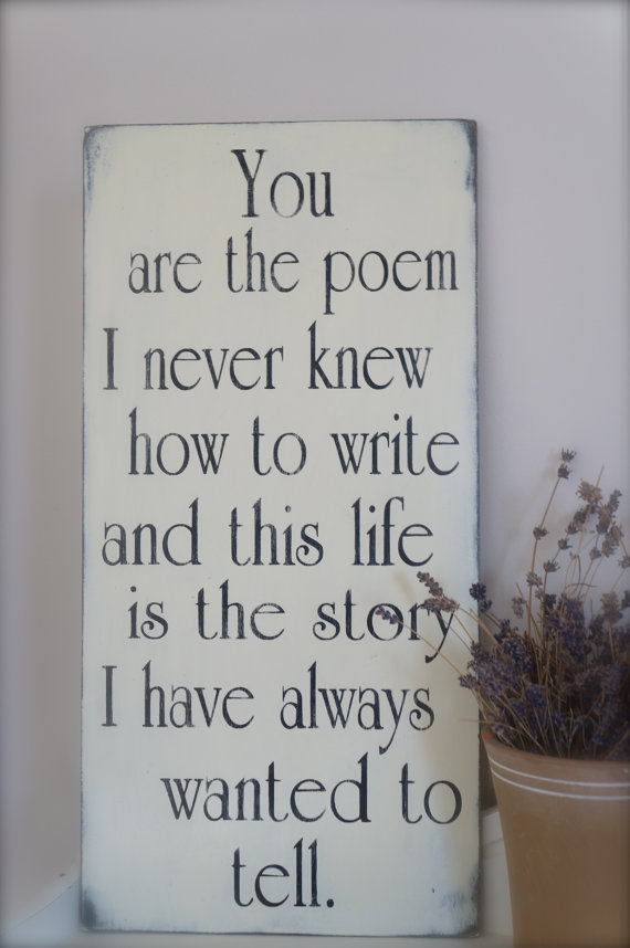 Tall romantic wall quote design