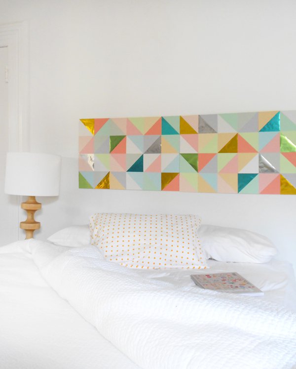 Geometric paper patchwork wall art