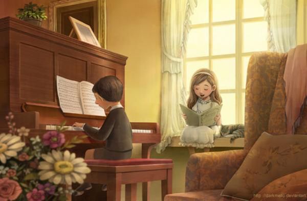 Dreamlike horizontal children’s scene by Melani Sie