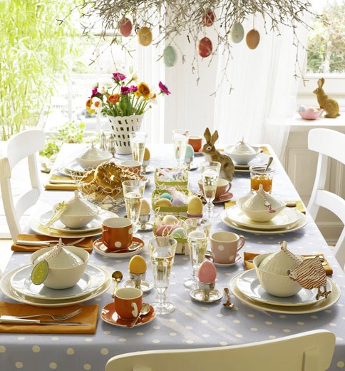 Balanced Easter table decoration