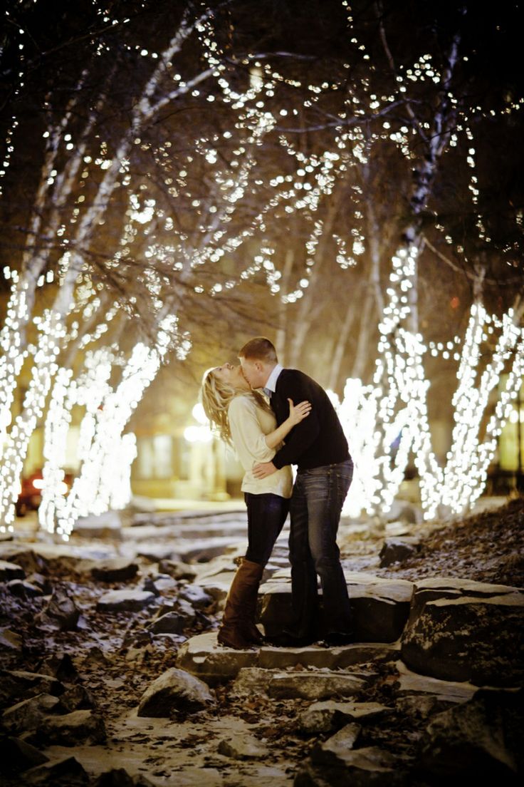 Vertical holiday engagement portrait