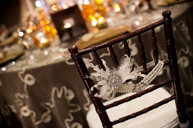 Reception chairs with soft wedding décor