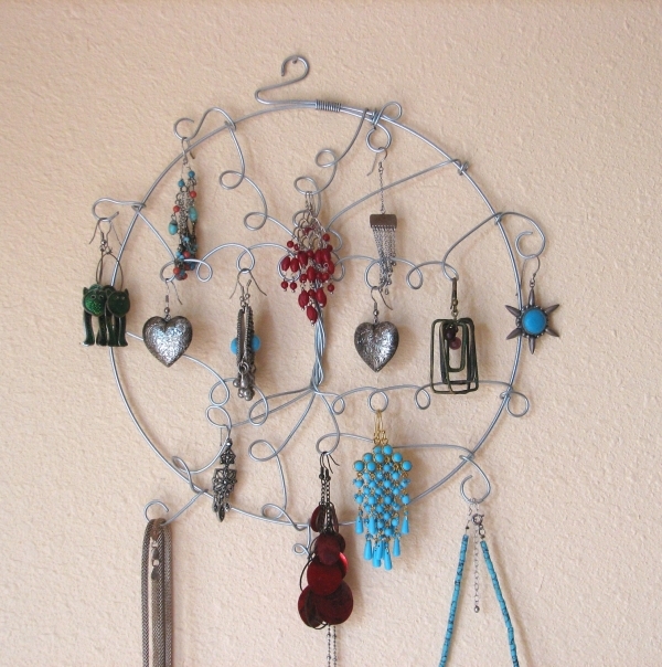 Craft jewelry stand with hanging pieces