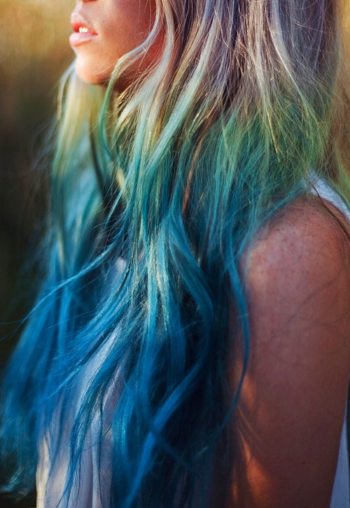 Bright multicolor dyed hair