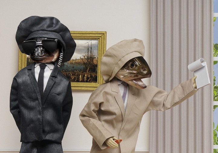Fish-headed figures in daily life by Anne-Catherine Becker-Echivard