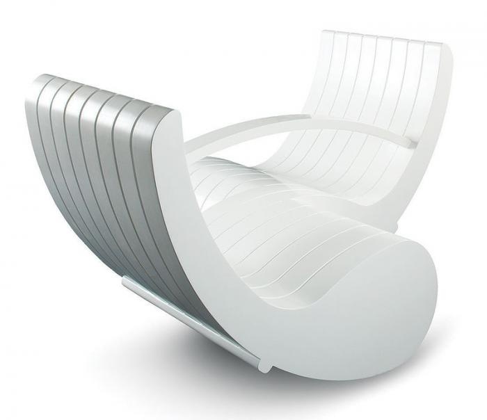 white double rocking chair tête-à-tête with metallic runners