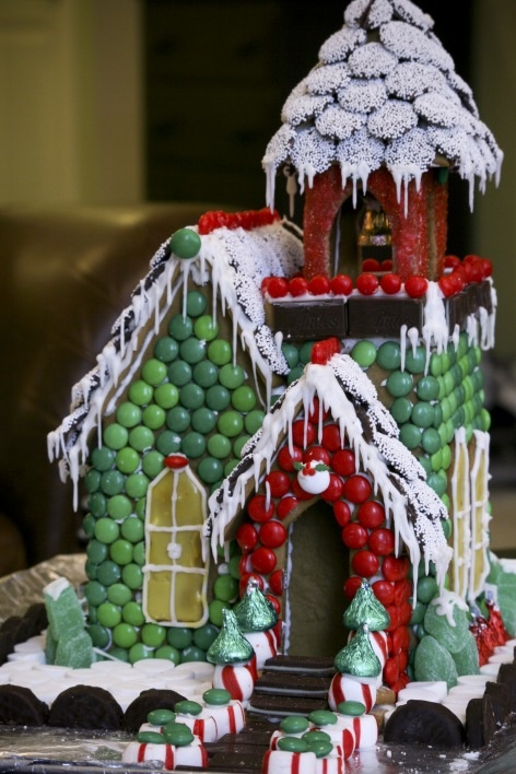 Gingerbread house with holiday candy