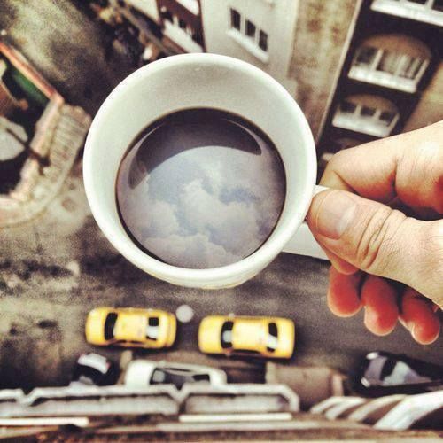 Coffee cup from above