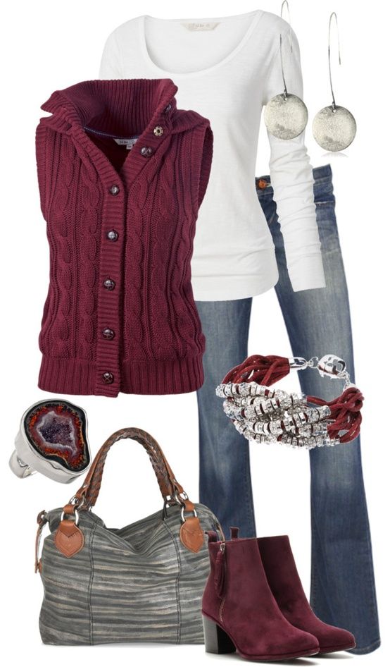 Fall vest with feminine dress styling