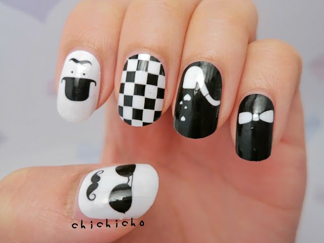 Mustache nail stickers and designs