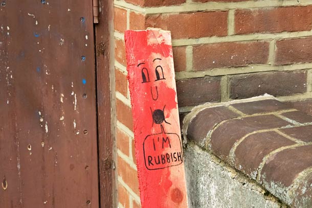 Ian Stevenson character painted in an alley context