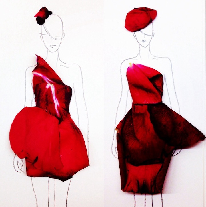 Petal fashion illustration with soft watercolor figure