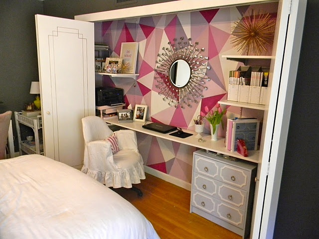 Small closet converted into a home office