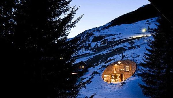 Exterior view of Villa Vals in the Alps
