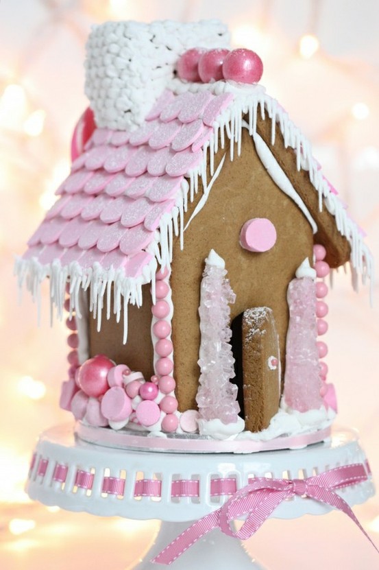 Gingerbread house with icing snow details