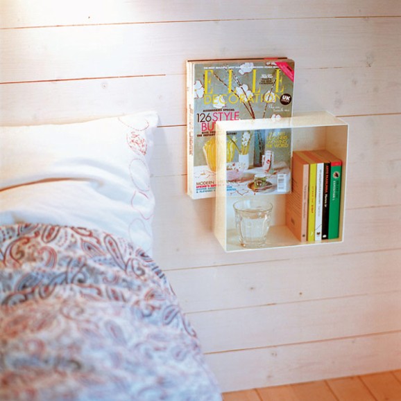 Modern bedside table mix of materials