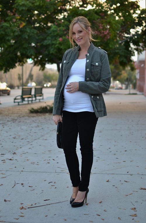 Styled winter maternity clothing look