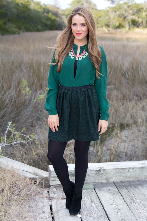 Emerald green full look