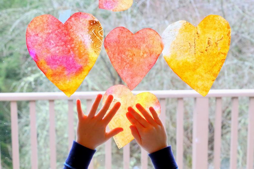 Heart suncatcher craft for toddlers