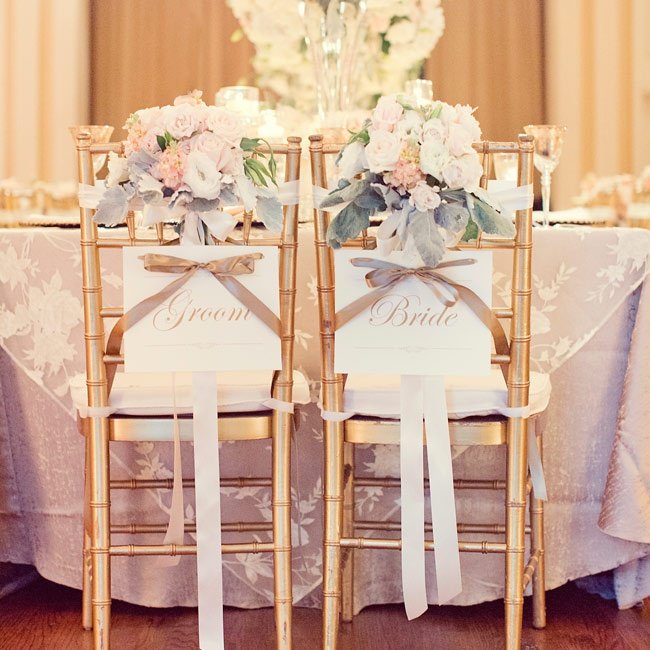 Elegant wedding chair with floral accent
