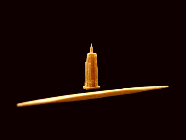 Miniature toothpick sculpture detail