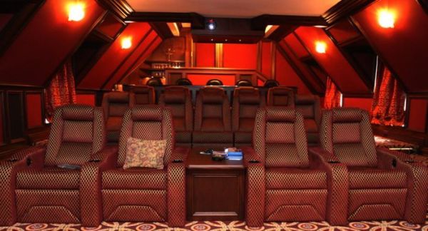 Exclusive theater room with screen wall