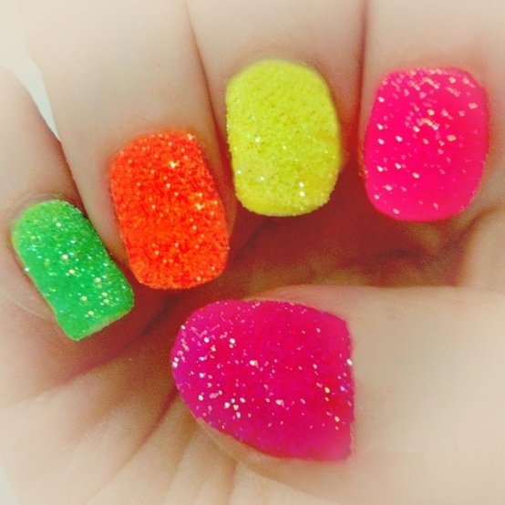 bright neon nail art for summer