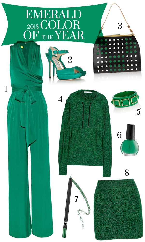 Emerald green dress look