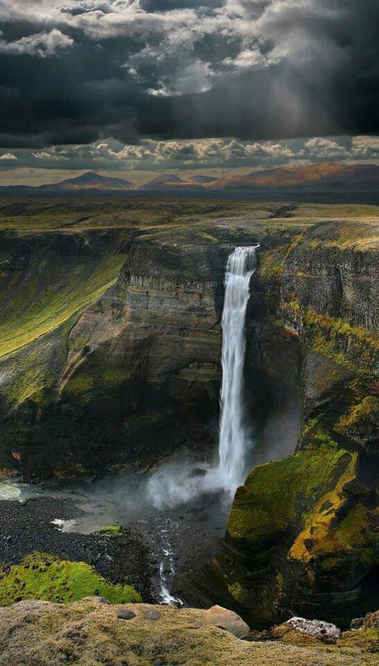 Iceland waterfall country