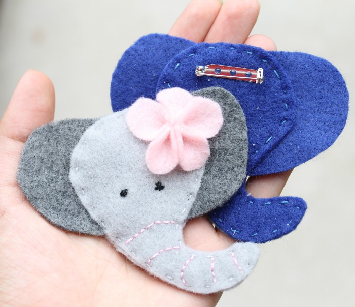 Felt elephant brooch