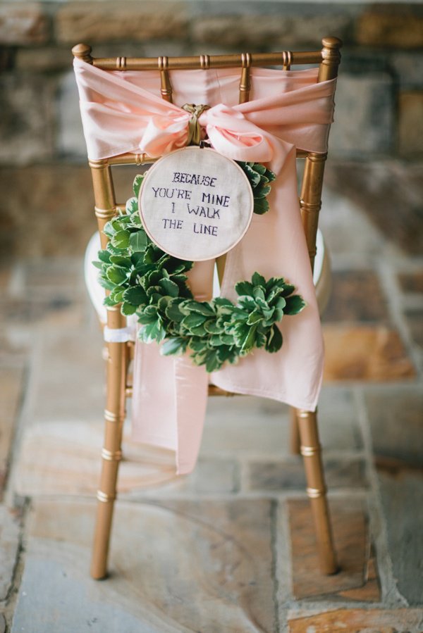 Chair décor with flowers and fabric