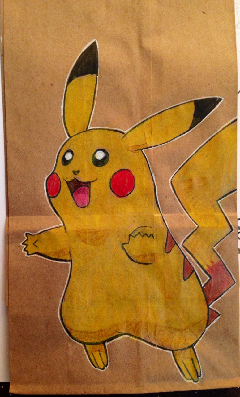 Hand-drawn cartoon lunch bag art by Bryan Dunn