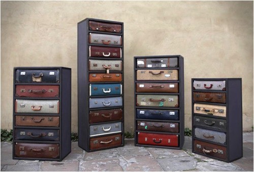 Styled vintage luggage vignette