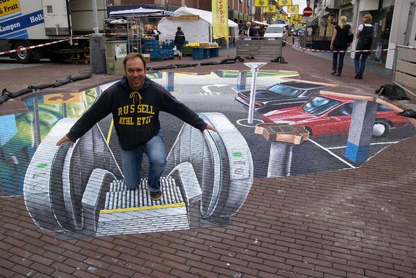 Pavement illusion artwork