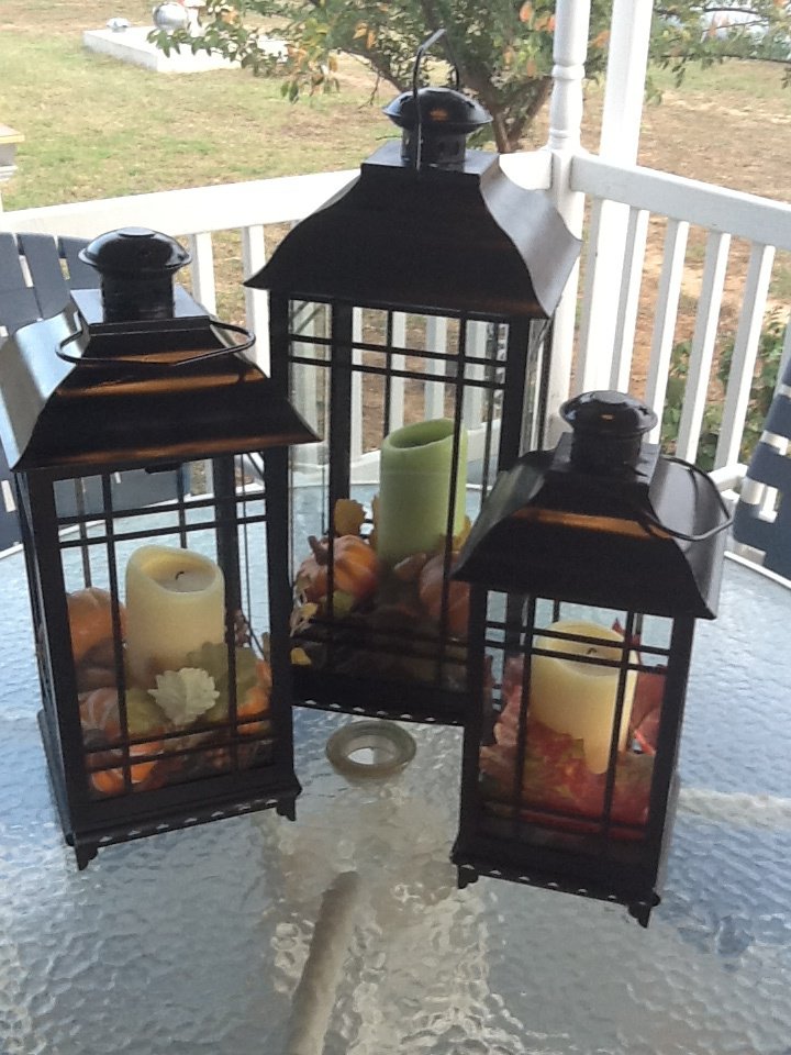 Fall lanterns on outdoor steps