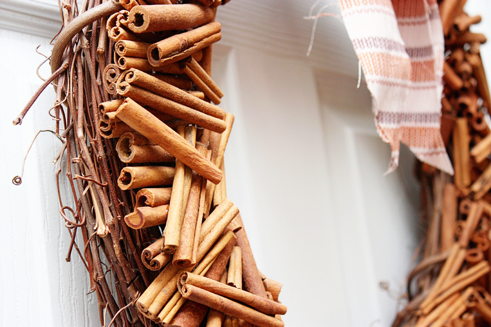 Cinnamon stick door wreath