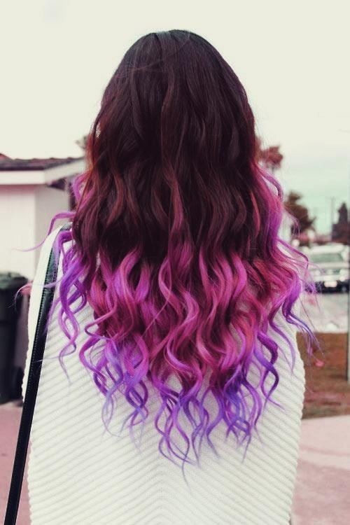 Bold orange purple hair color look