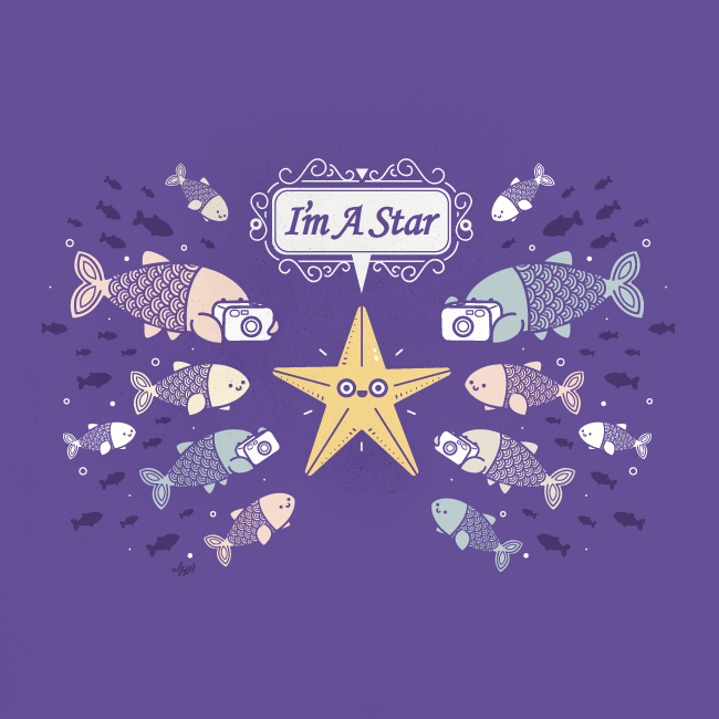Starfish saying I'm a star surrounded by paparazzi fish