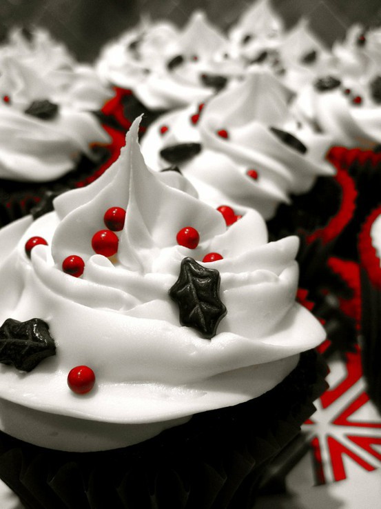 Holiday cupcakes with candy decorations